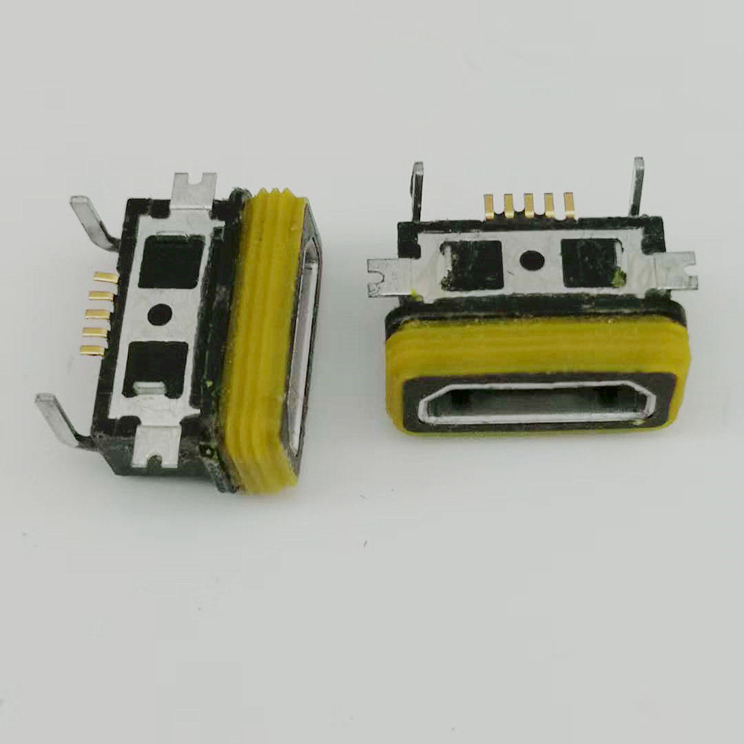 MICRO USB 5P-B型防水母座 90度 前贴后插