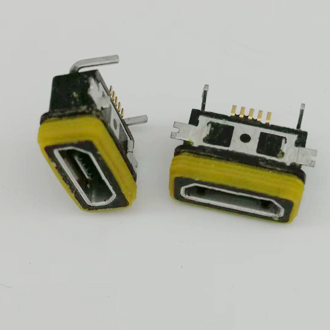 MICRO USB 5P-B型防水母座 90度 前贴后插