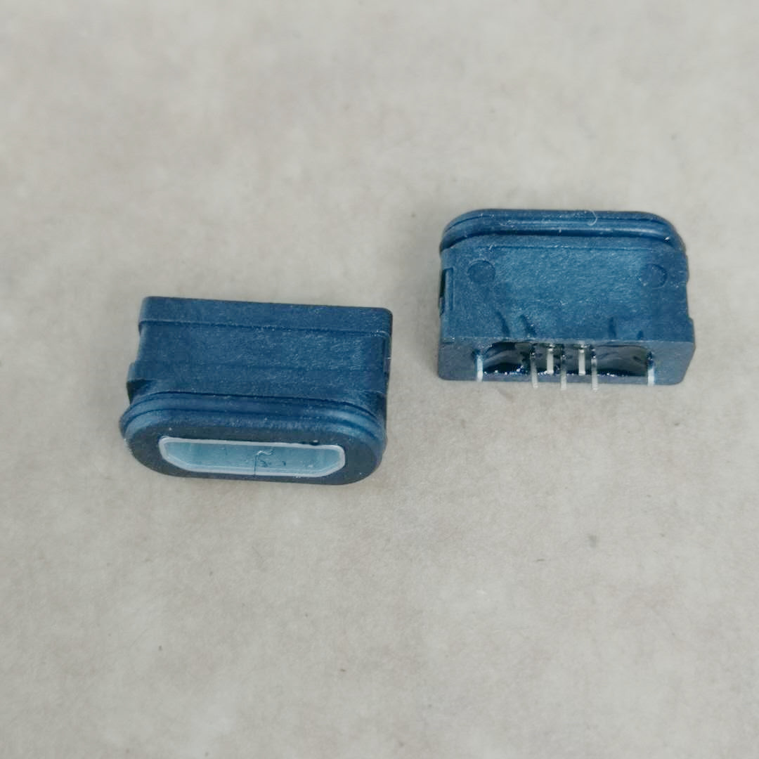 MICRO USB 5P防水母座 180度插板DIP 双排针