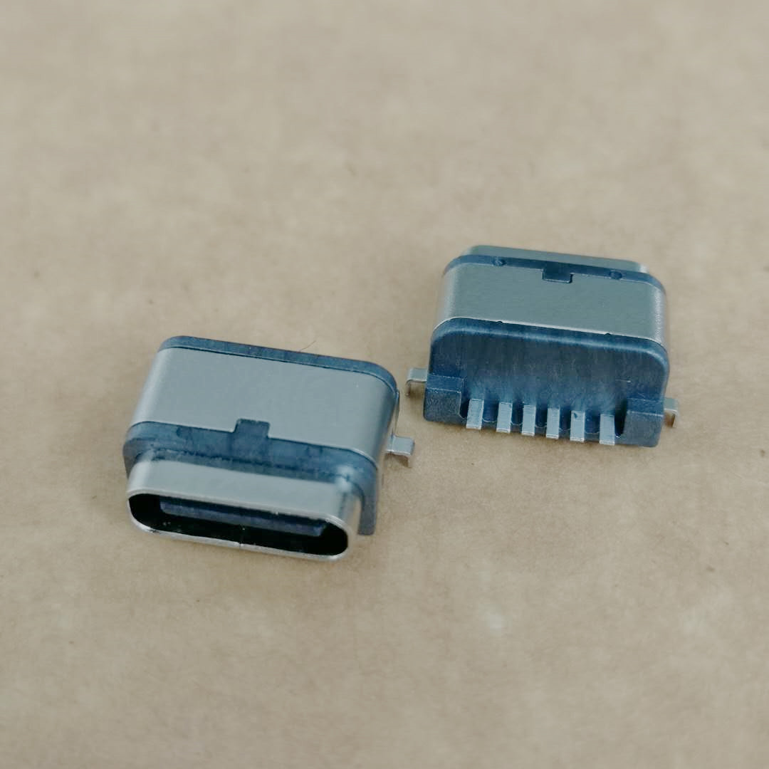 TYPE-C 6P防水母座 剃须刀电动牙刷防水插座 沉板0.
