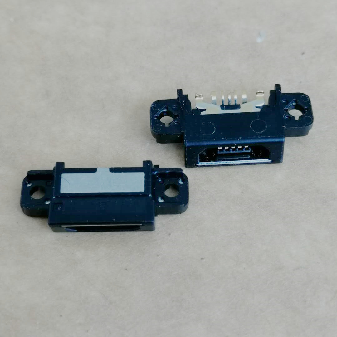斜口式MICRO USB 5P贴片防水母座 带双耳定位孔大电