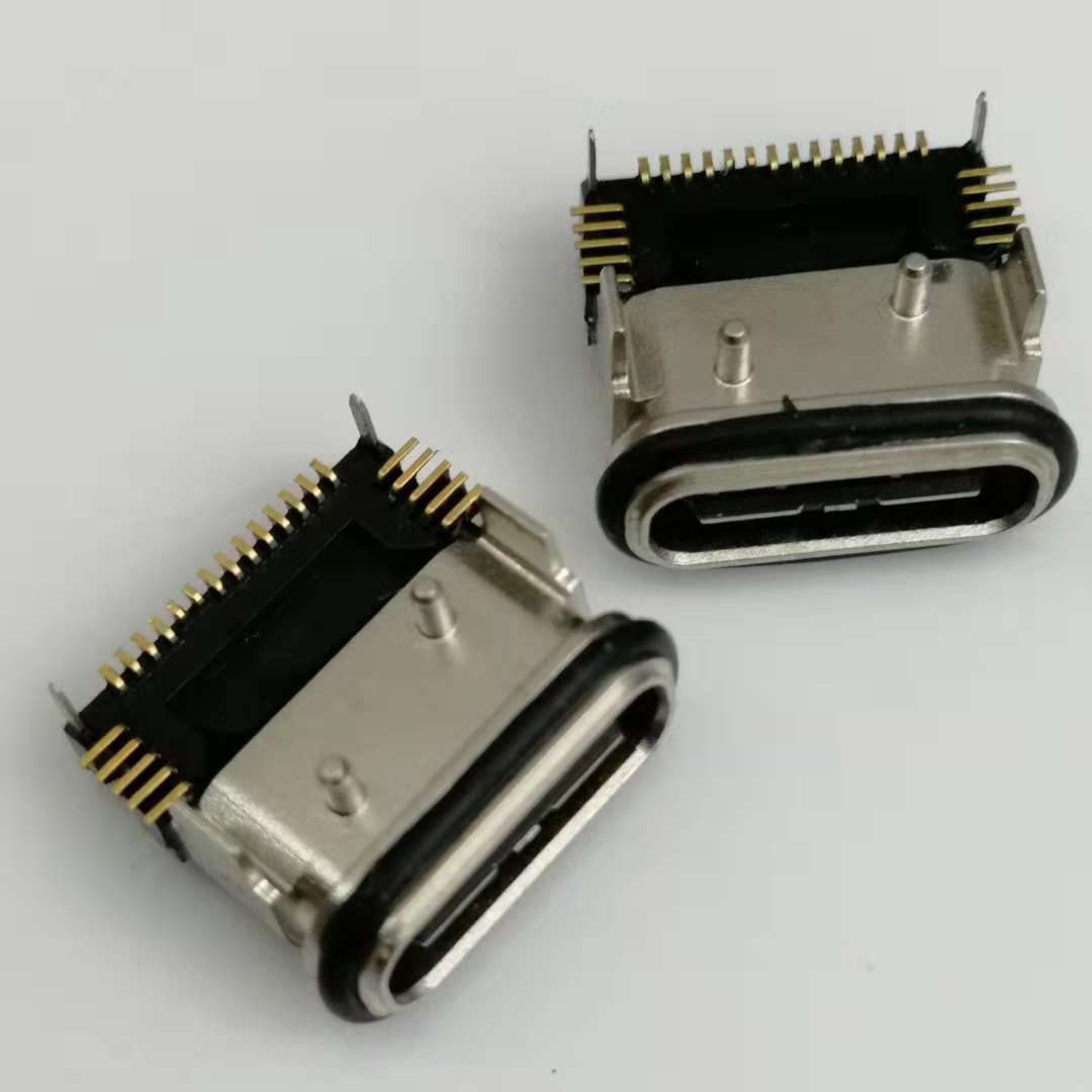 USB 3.1 TYPE-C 24PIN防水母座 四脚插板