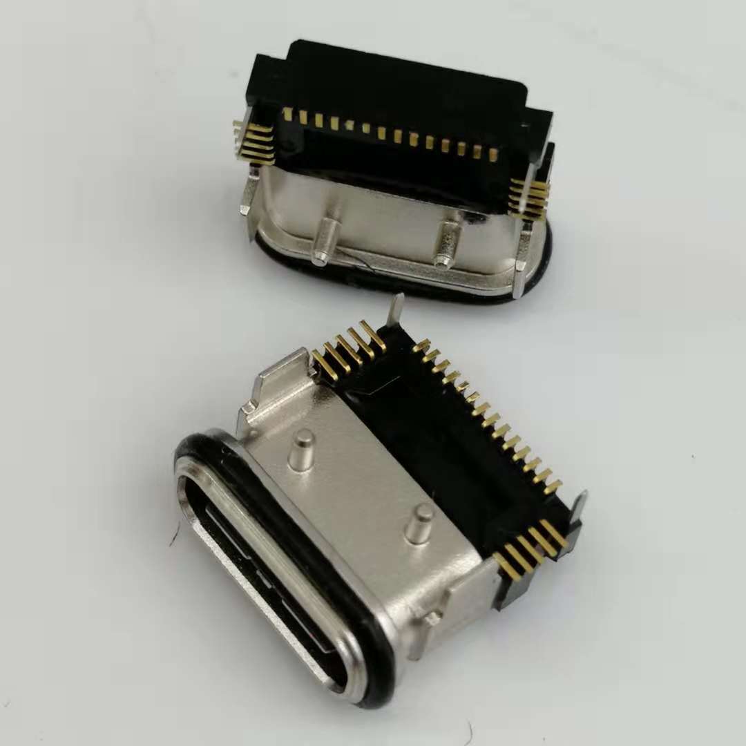 USB 3.1 TYPE-C 24PIN防水母座 四脚插板