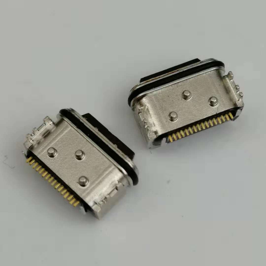 防水TYPE-C 16PIN母座 板上型 粉末冶金一体式