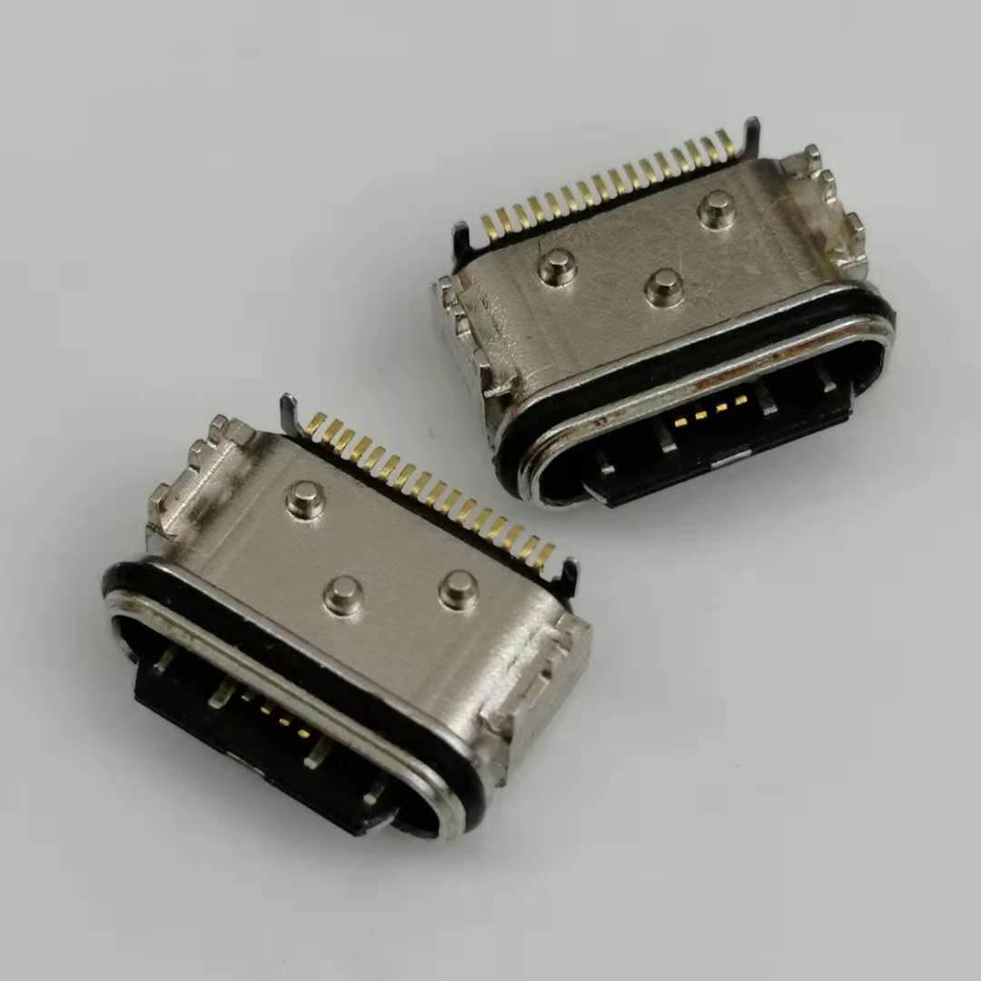 防水TYPE-C 16PIN母座 板上型 粉末冶金一体式