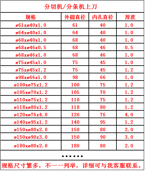 分切机圆刀片  分切机上刀片  分切机圆盘刀