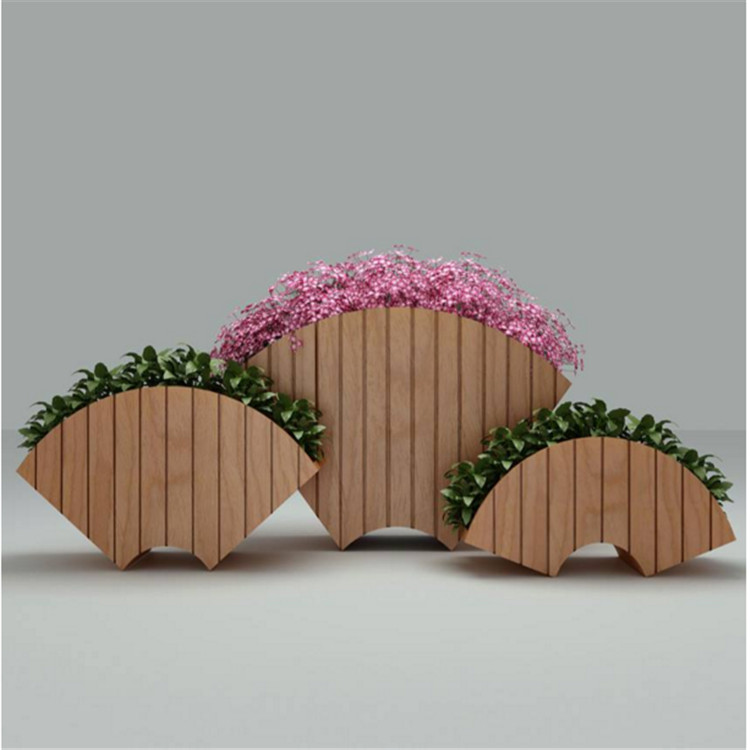 直销【2+1弧形花箱】景观花箱、街道组合花箱订购  实木花箱  防腐木花箱  塑木花箱