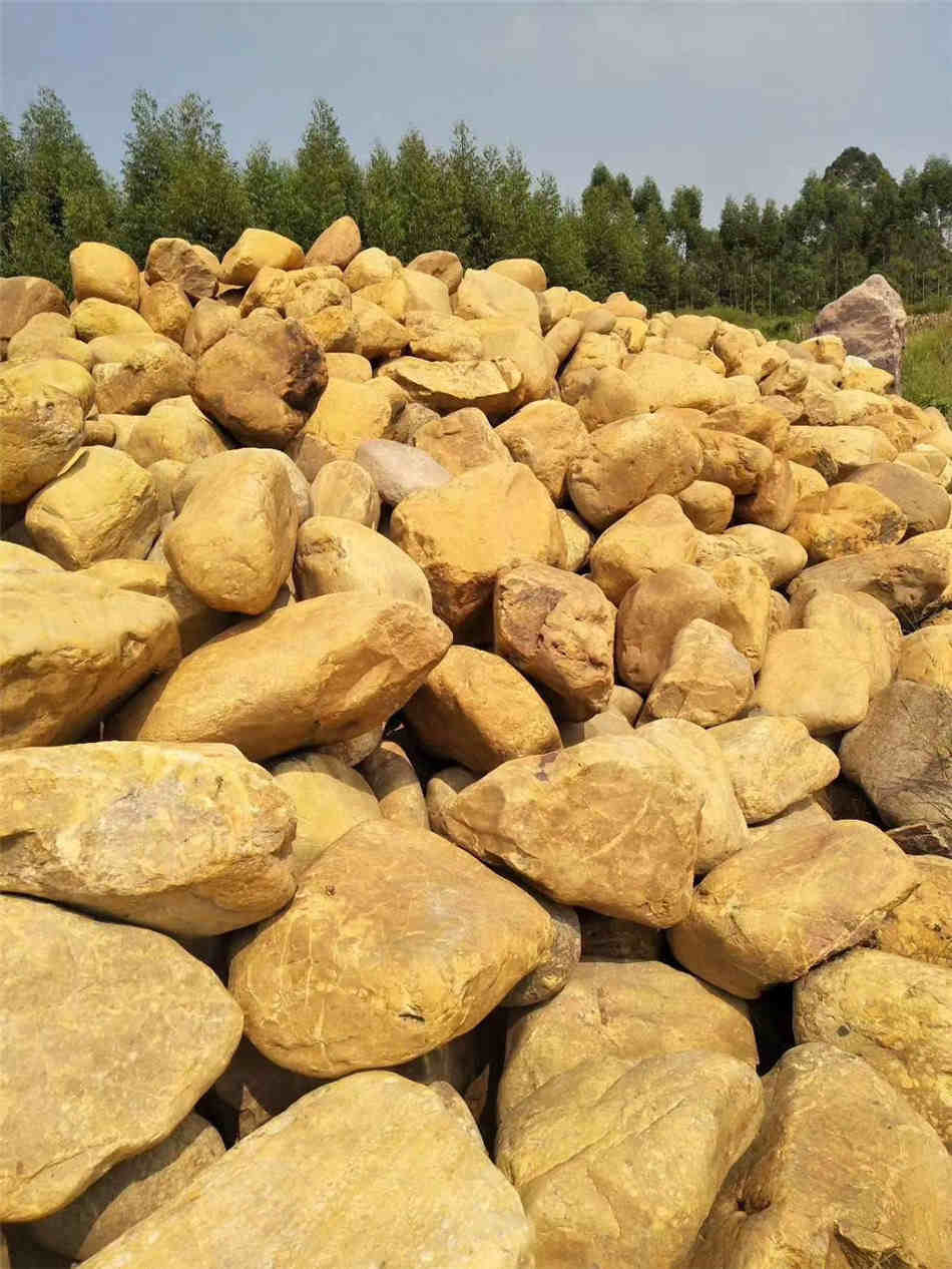 大型黄蜡石批发基地 天然石材黄蜡石原产地供应  黄蜡石原石批发  组合假山、草坪点缀  草坪点缀、假山制作