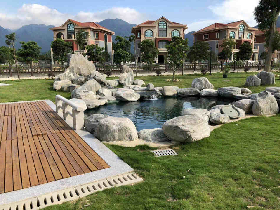 泰山石水池搭建 天然组合假山庭院装饰石材批发  泰山石原石供应  大型园林景观石  假山制作庭院装饰