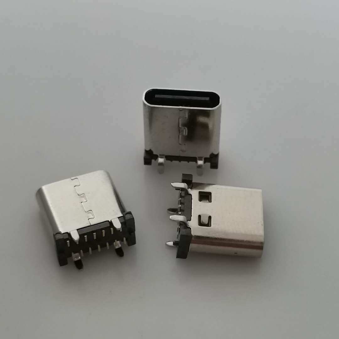 USB3.1 TYPE-C母座14PIN立式贴片smt+四脚  四脚插板