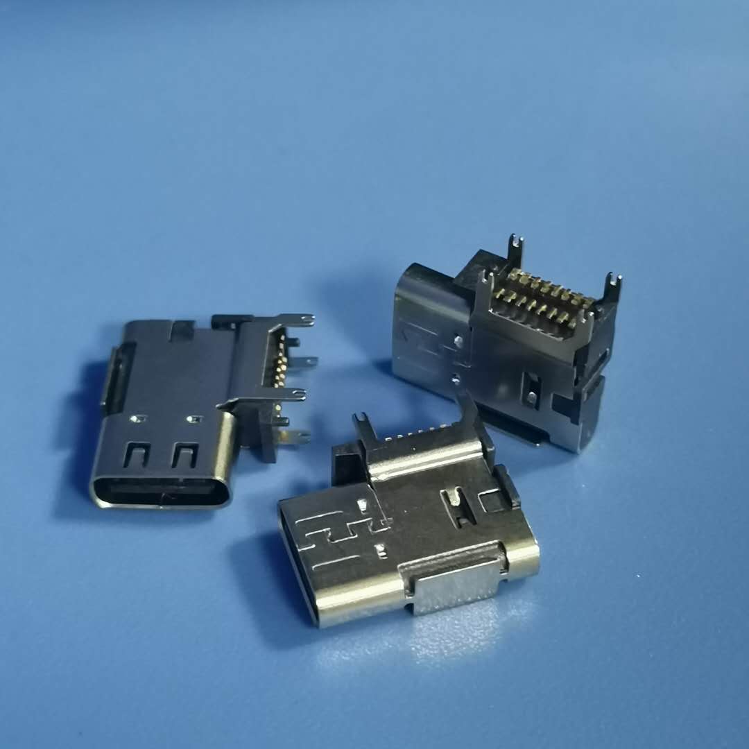 USB3.1 TYPE-C母座16PIN侧贴 垫高2.4 黑  四脚侧插