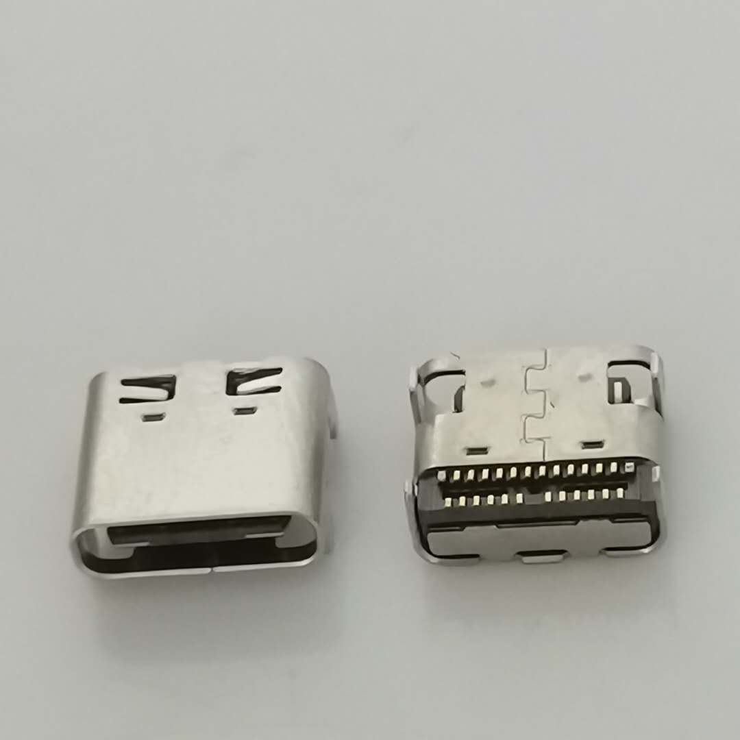 USB3.1 TYPE-C母座24PIN双贴 四脚插板dip  端子双排贴片