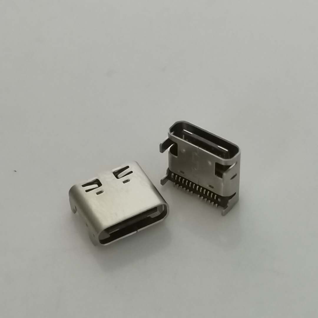 USB3.1 TYPE-C母座24PIN双贴 四脚插板dip  端子双排贴片