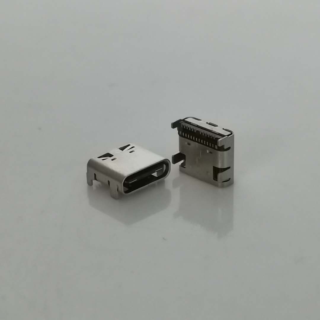 USB3.1 TYPE-C母座24PIN双贴 四脚插板dip  端子双排贴片