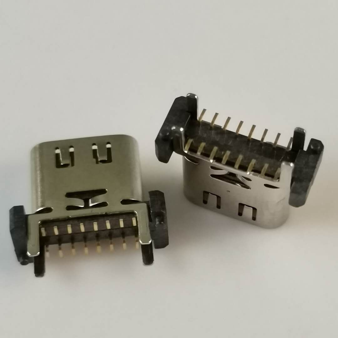 USB3.1 TYPE-C输出母座16PIN 直立式贴片 立  端子全贴