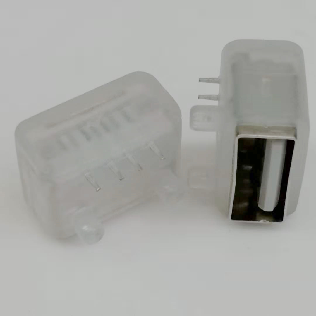 A母卧式防水母座 4P90度DIP短体10.0带柱直边白胶带  带防水胶圈防