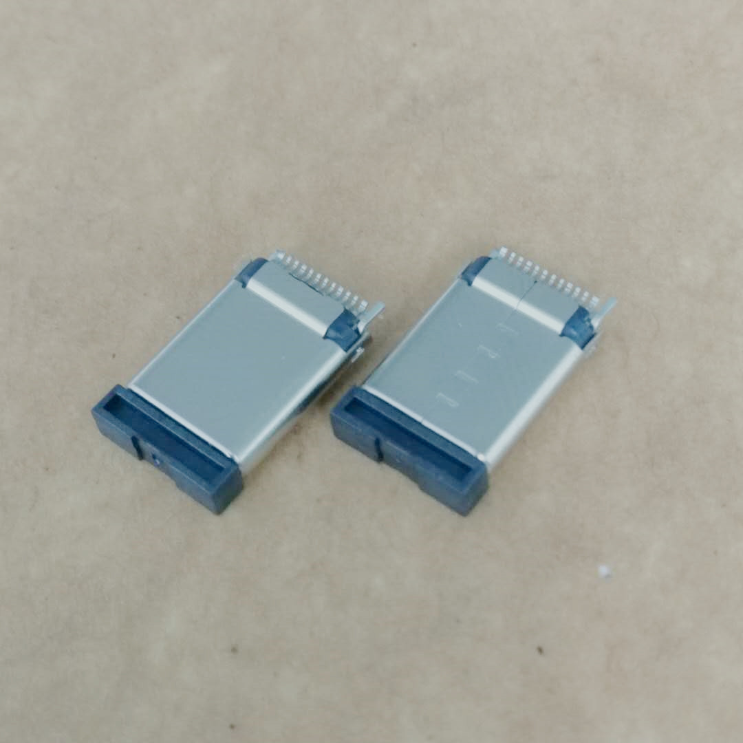 USB 3.1 TYPE-C 24P夹板公头 夹板1.0 带  带接地 L=10.1  铆合款 带塞