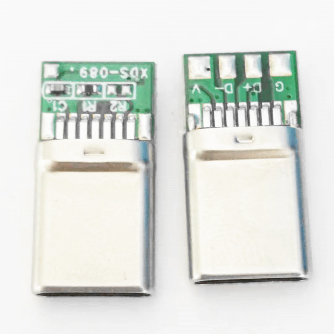 USB 3.1 TYPE-C拉伸公头 14PIN 带线路板  双面插 焊线式