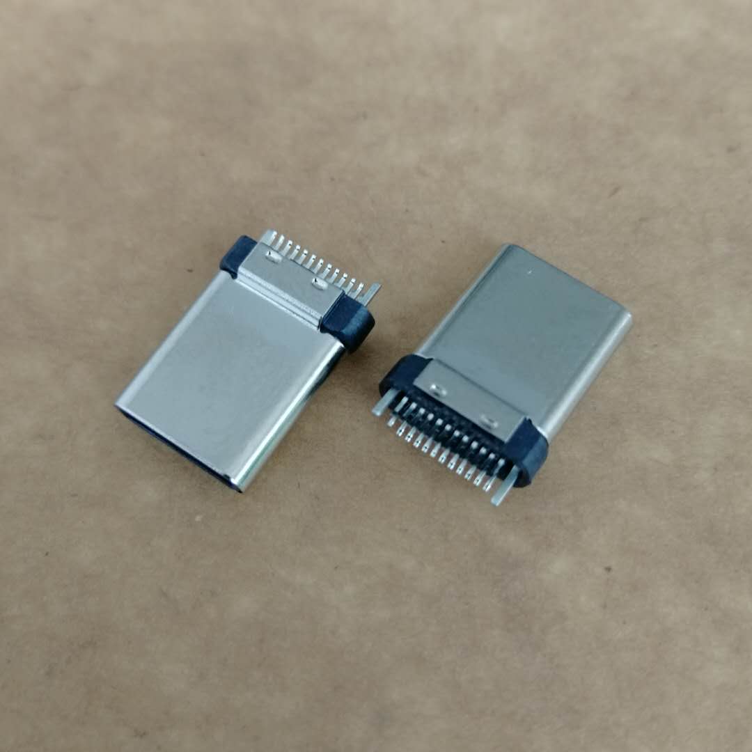 USB 3.1 Type C 24 Pin公头 夹板0.8  夹板0.8 带接地  双面插 L=10.8