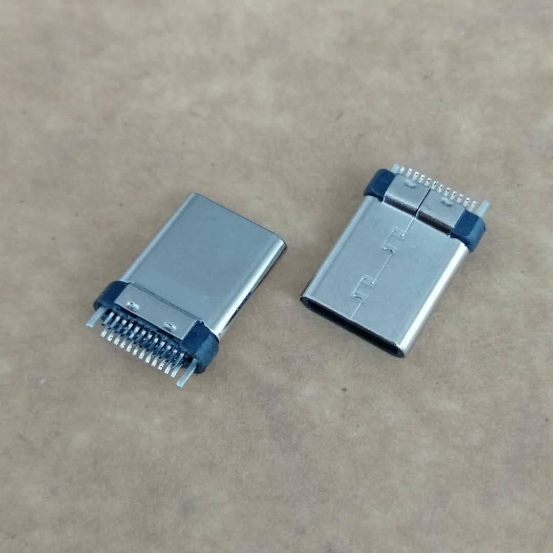 USB 3.1 Type C 24 Pin公头 夹板0.8  夹板0.8 带接地  双面插 L=10.8
