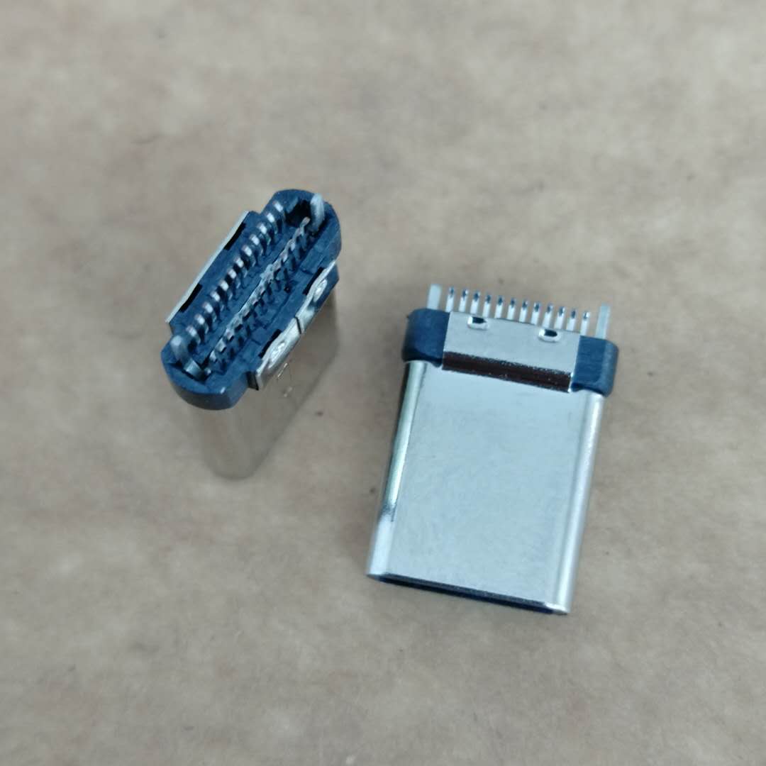 USB 3.1 Type C 24 Pin公头 夹板0.8  夹板0.8 带接地  双面插 L=10.8