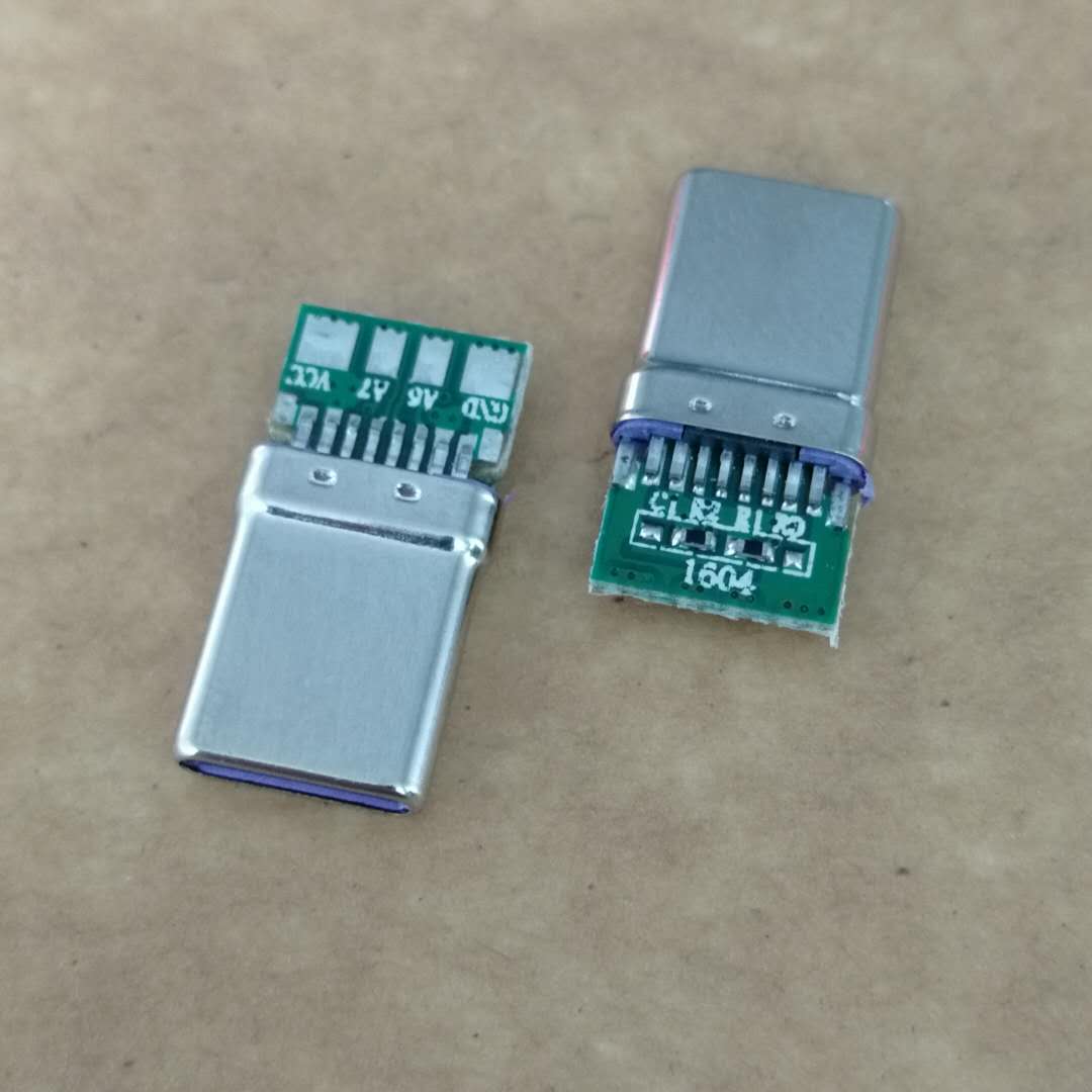 USB 3.1 TYPE-C 16P拉伸公头 带PCB板 四  四个焊盘