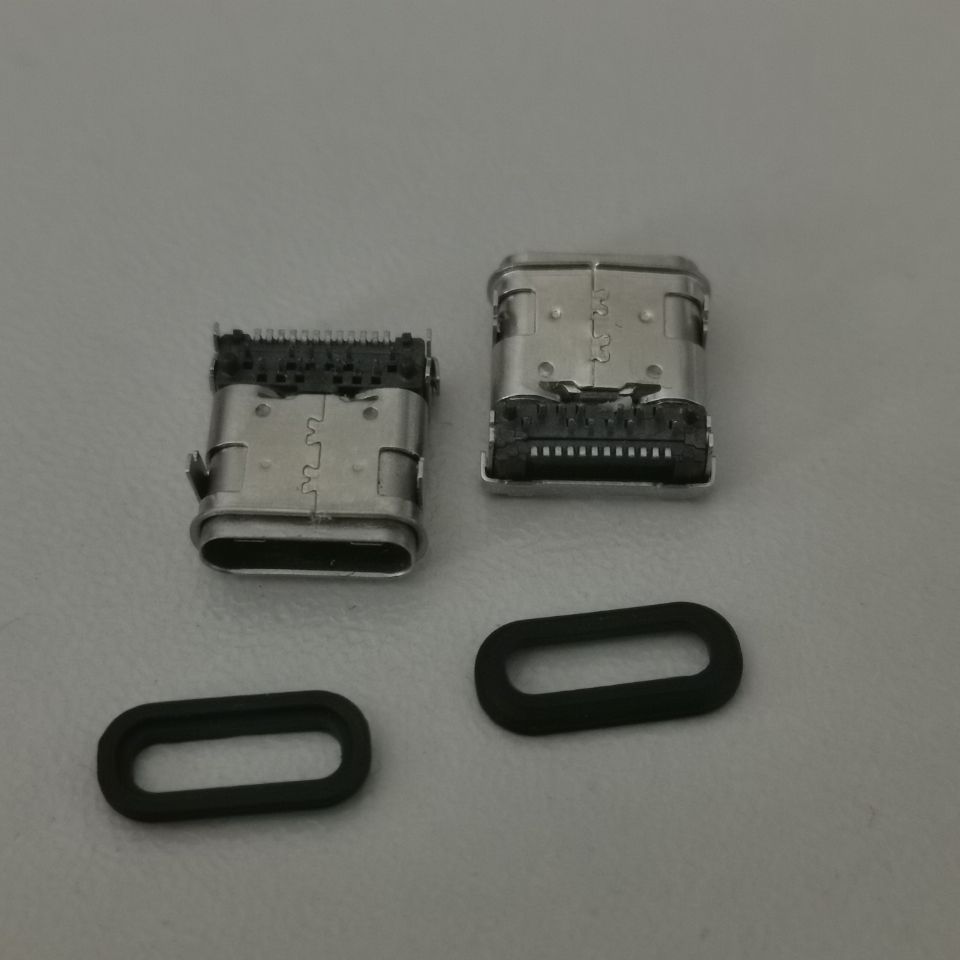 IP67等级防水TYPE-C母座3.1 USB  板上C型前插后贴  带防水胶圈