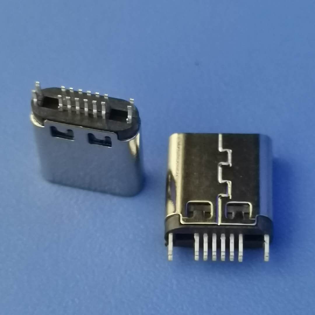 USB3.1 TYPE-C母座 12PIN双排夹板母头 带固  带固定脚
