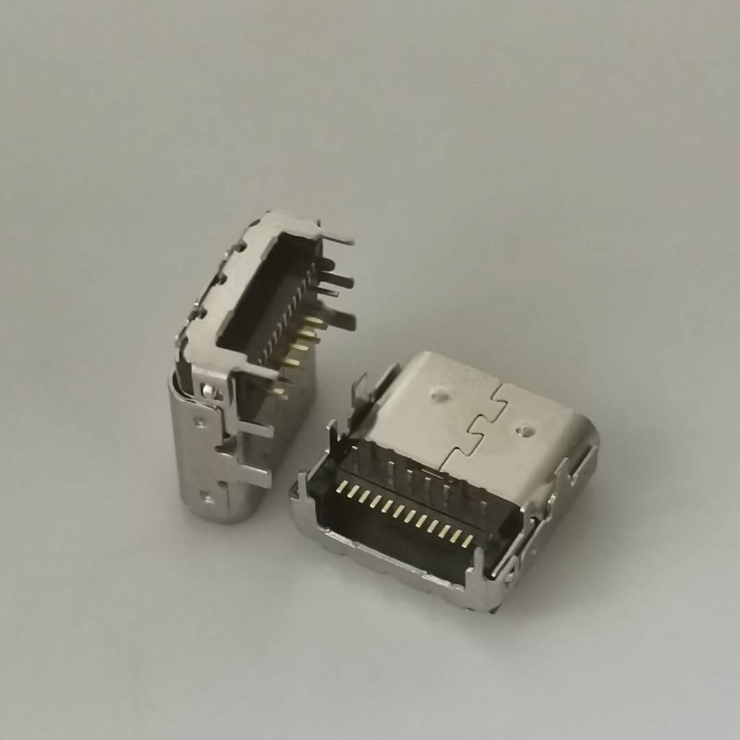 USB3.1 TYPE-C母座 24PIN前插后贴 smt+  六脚插板