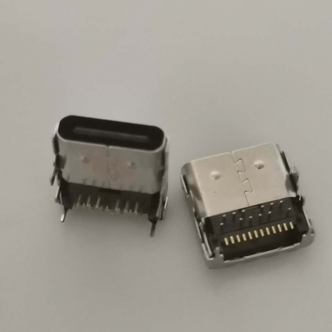 USB3.1 TYPE-C母座 24PIN前插后贴 smt+  六脚插板