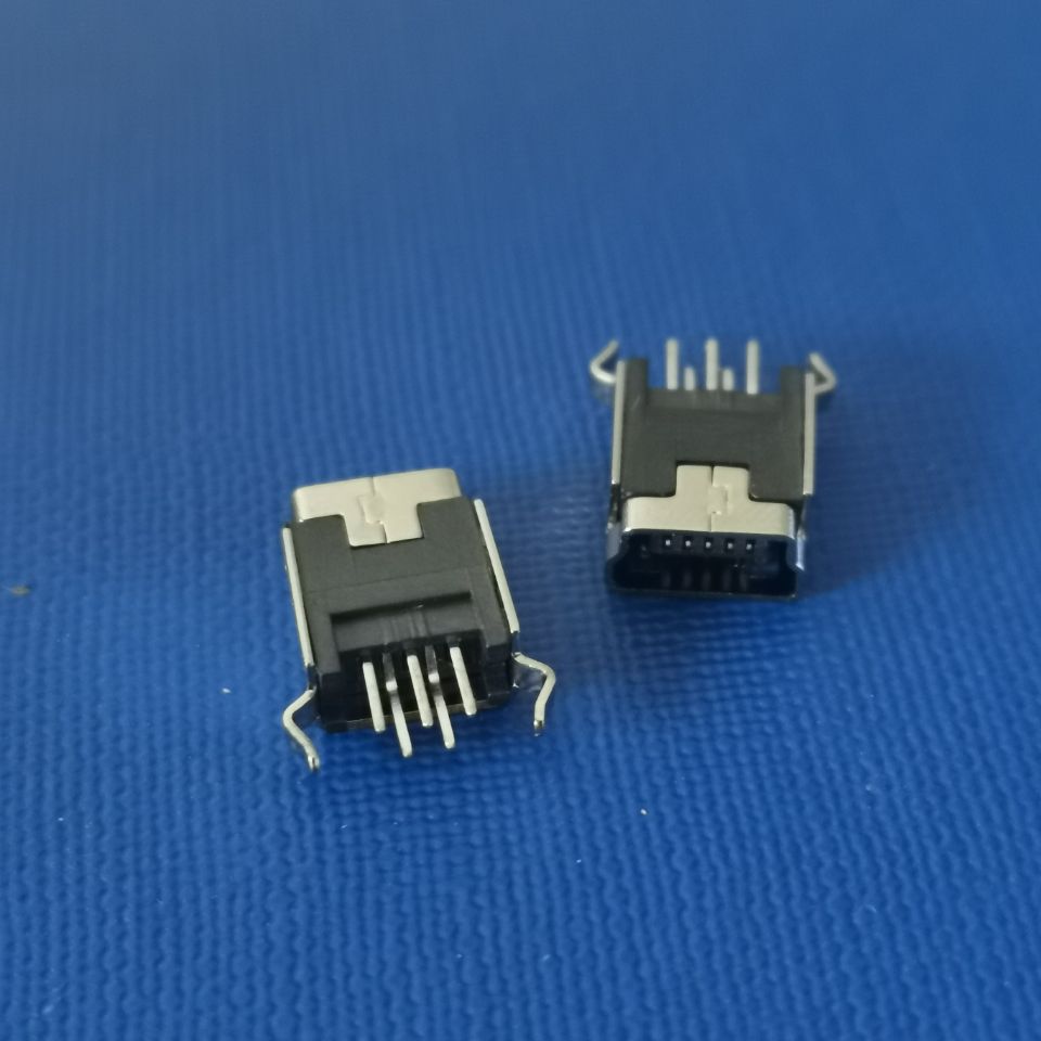 MINI USB 5PIN 180度直插 弯脚 铁壳 铜壳
