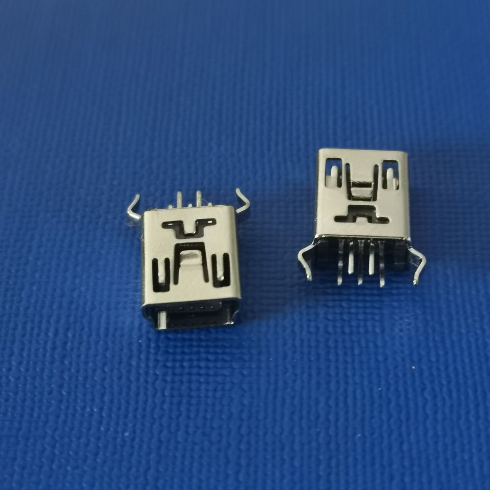 MINI USB 5PIN 180度直插 弯脚 铁壳 铜壳