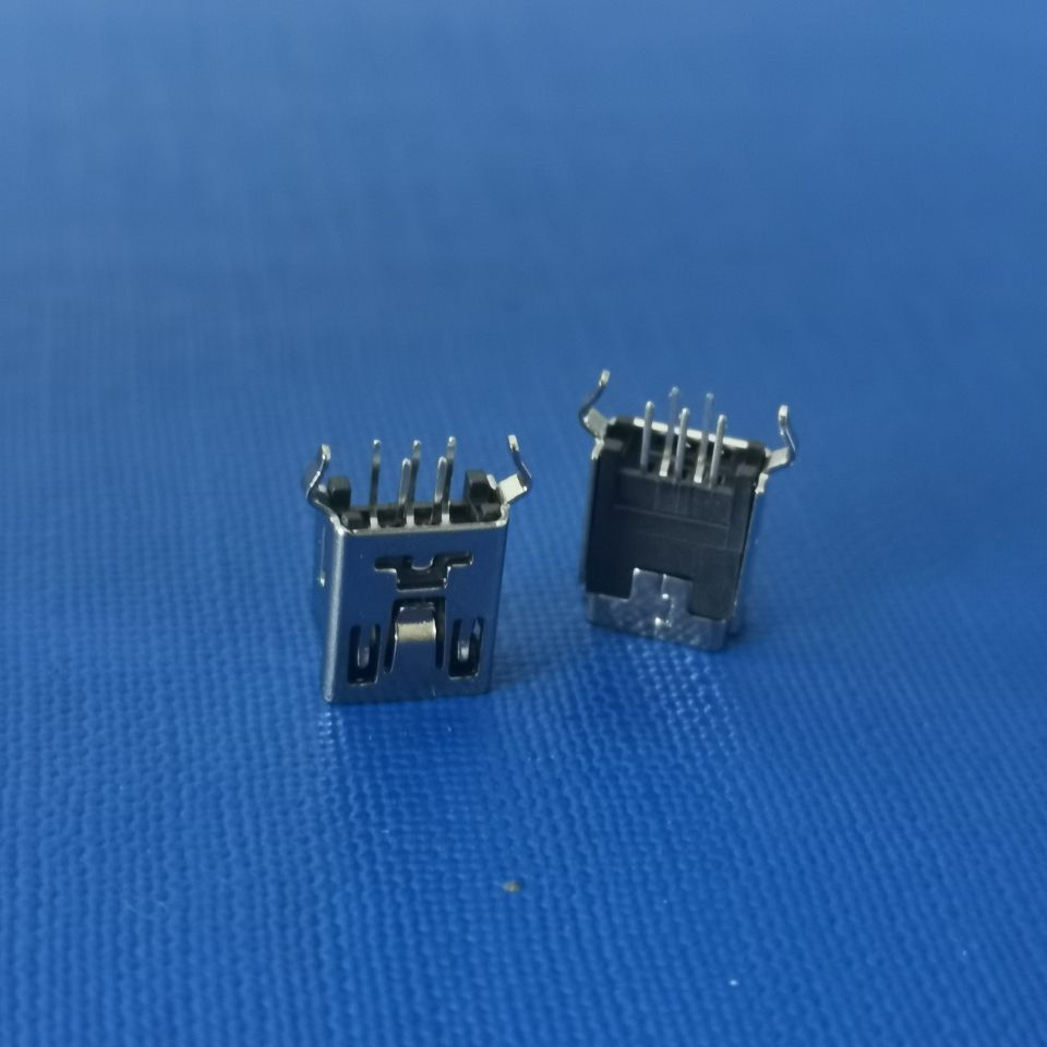 MINI USB 5PIN 180度直插 弯脚 铁壳 铜壳