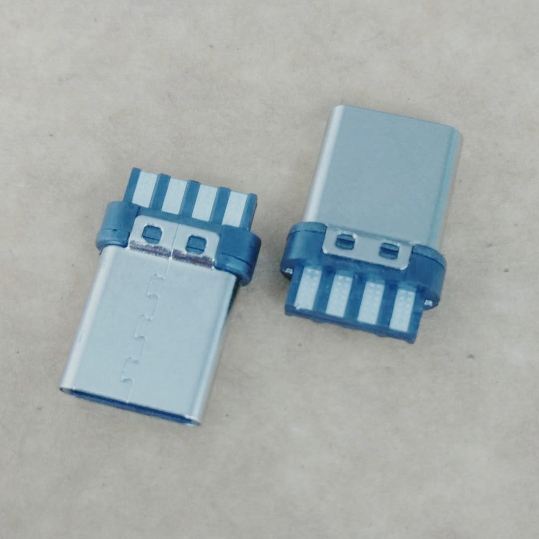 USB 3.1 TYPE-C 焊线式公头 简易版 4P+4P  双面焊线式插头