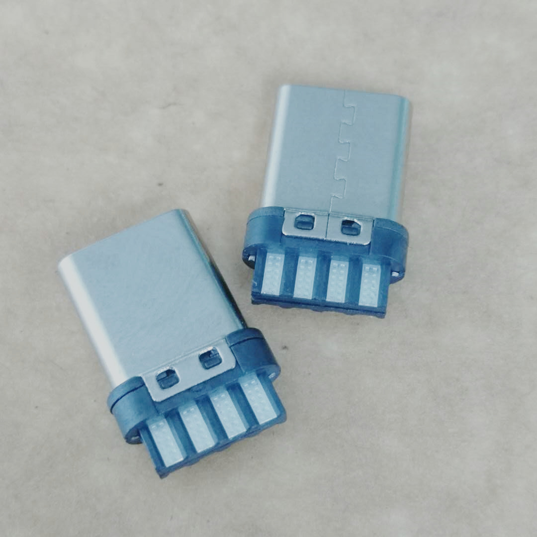 USB 3.1 TYPE-C 焊线式公头 简易版 4P+4P  双面焊线式插头
