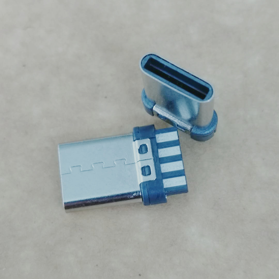 USB 3.1 TYPE-C 焊线式公头 简易版 4P+4P  双面焊线式插头