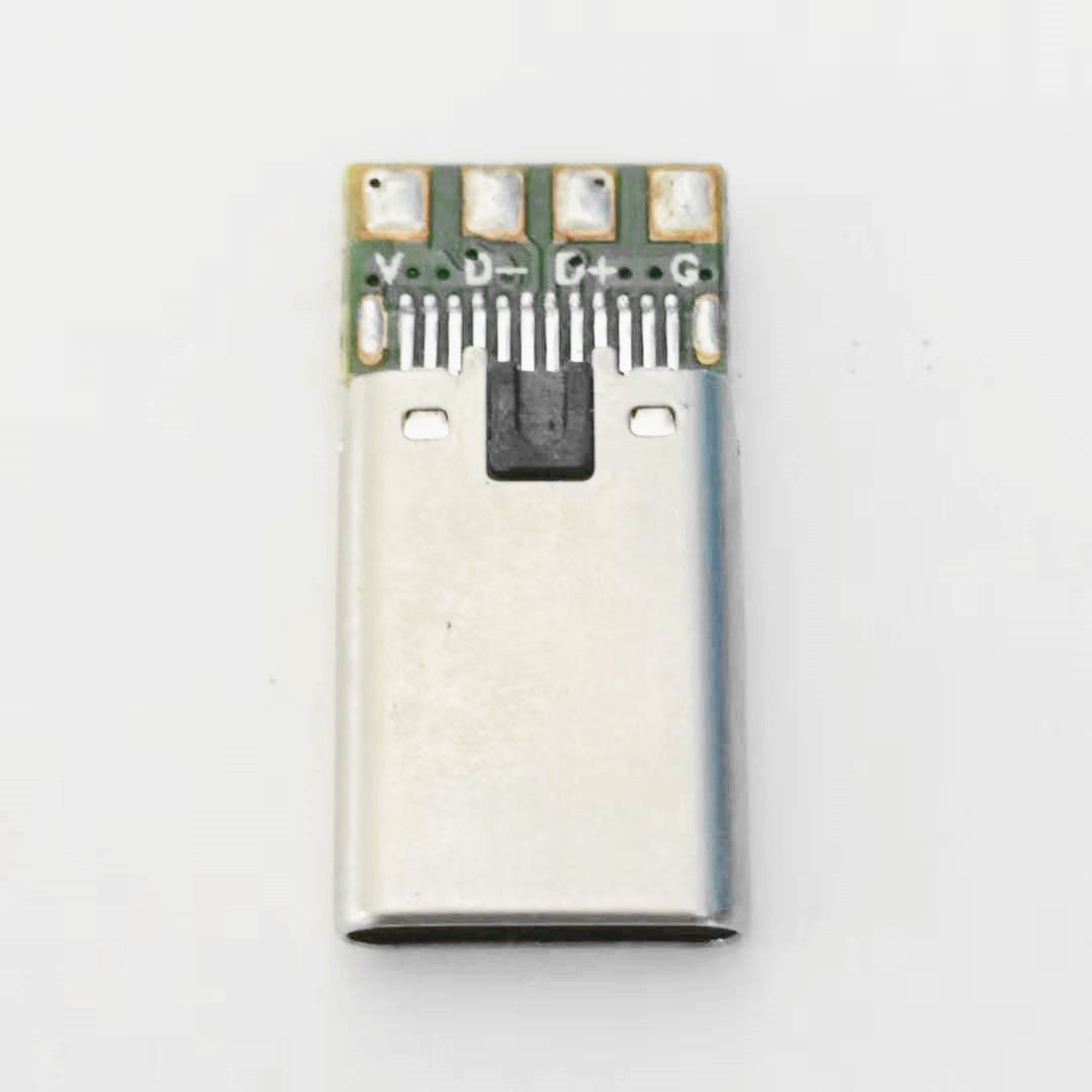 TYPE-C拉伸公头 24PIN 铆压 带板 带接地 带56  带56K电阻+电容