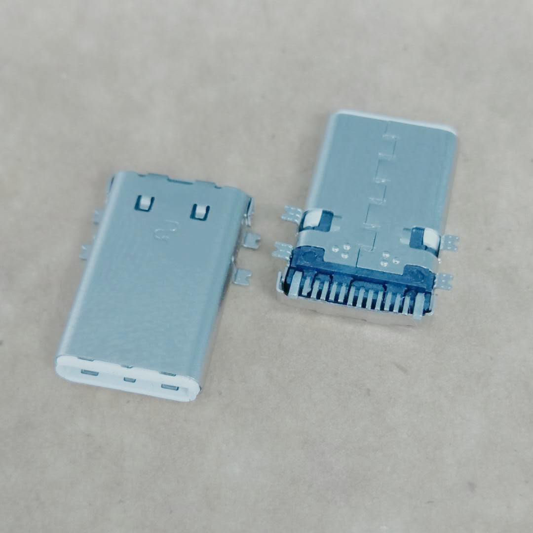 USB 3.1 TYPE-C 贴片公头 12P14P 四脚全  四脚全贴SMT  带接地脚 C型公头