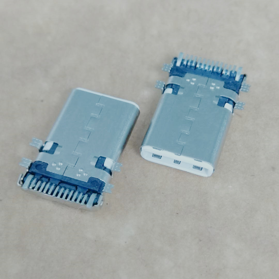 USB 3.1 TYPE-C 贴片公头 12P14P 四脚全  四脚全贴SMT  带接地脚 C型公头