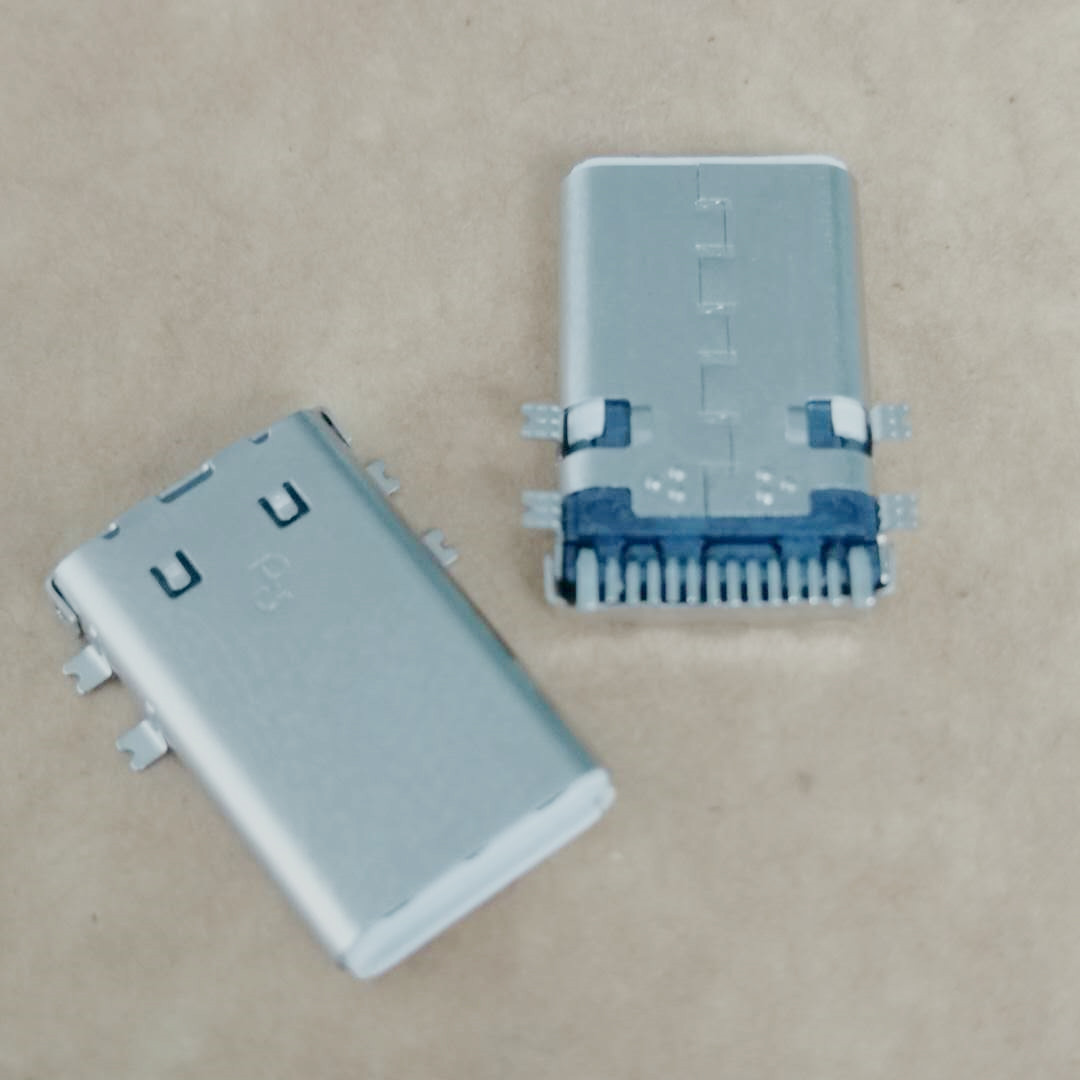 USB 3.1 TYPE-C 贴片公头 12P14P 四脚全  四脚全贴SMT  带接地脚 C型公头