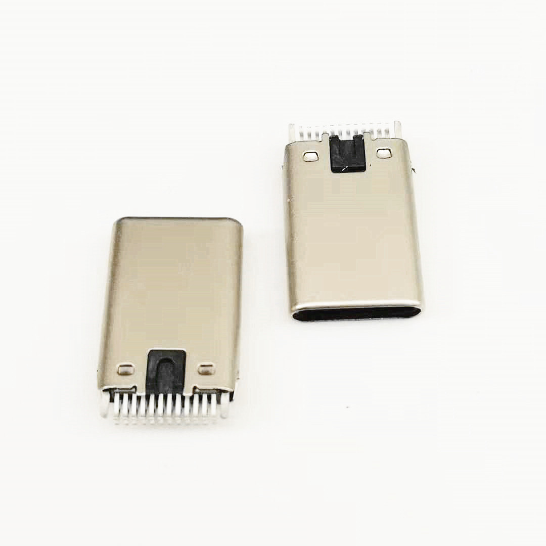 USB 3.1 TYPE-C夹板公头 双排24PIN 夹板0  双面插 正反插  带接地 镀镍