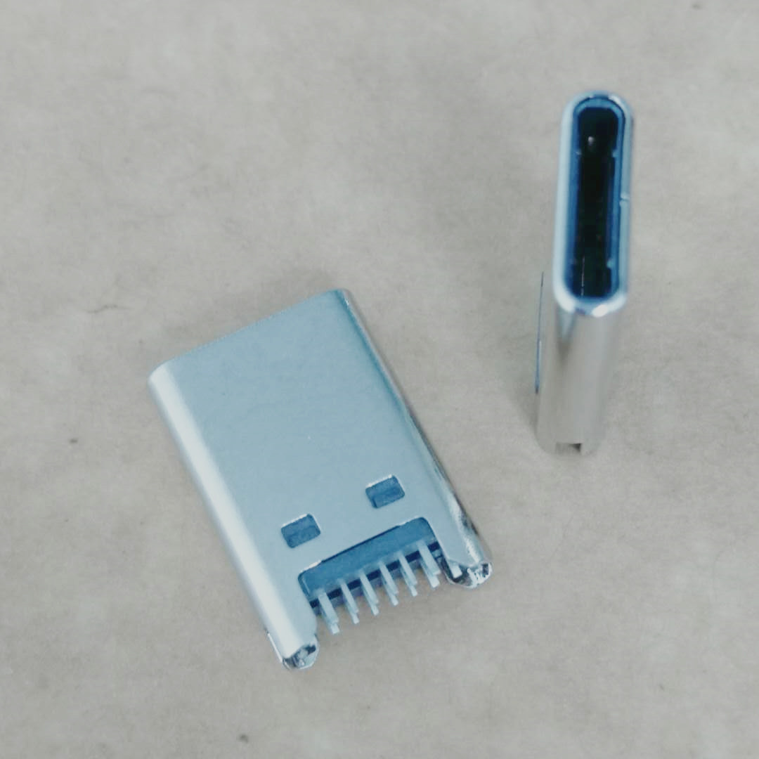 USB TYPE-C 24P夹板式公头 夹板0.8 冲压不带  冲压不带板