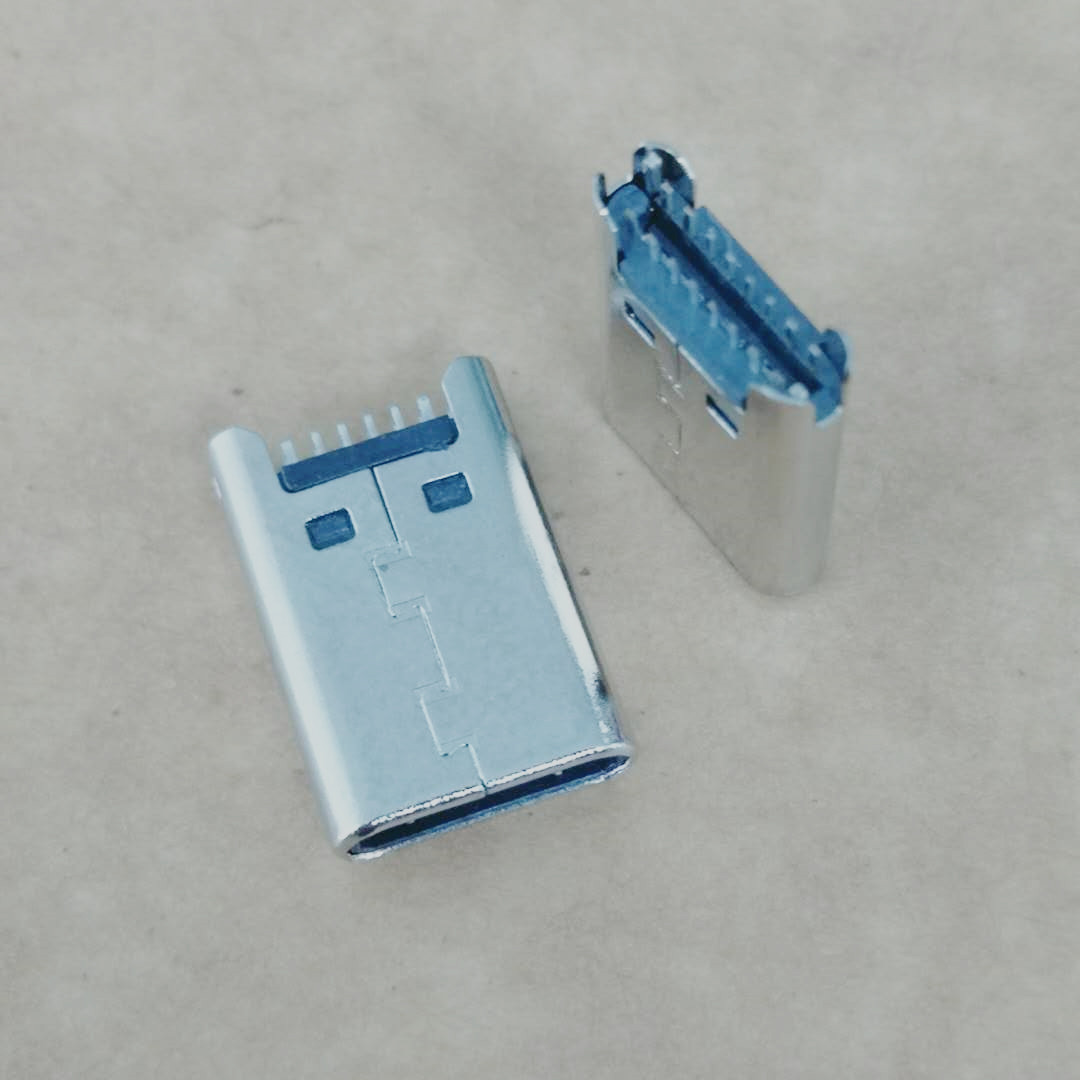 USB TYPE-C 24P夹板式公头 夹板0.8 冲压不带  冲压不带板