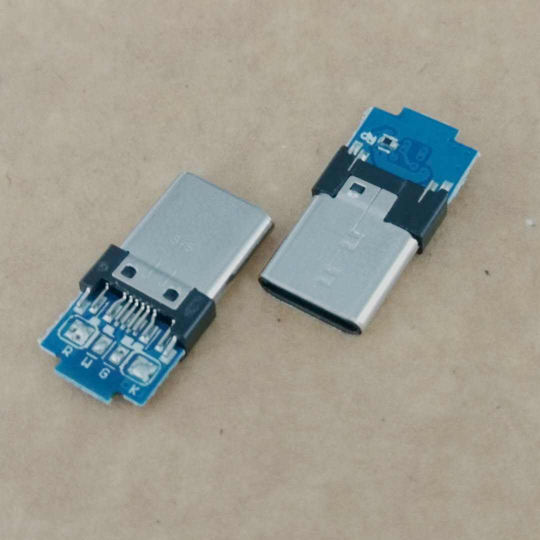 USB TYPE-C 三星公头 夹板0.6 带PCB板 D+  外露7.86 铆合款