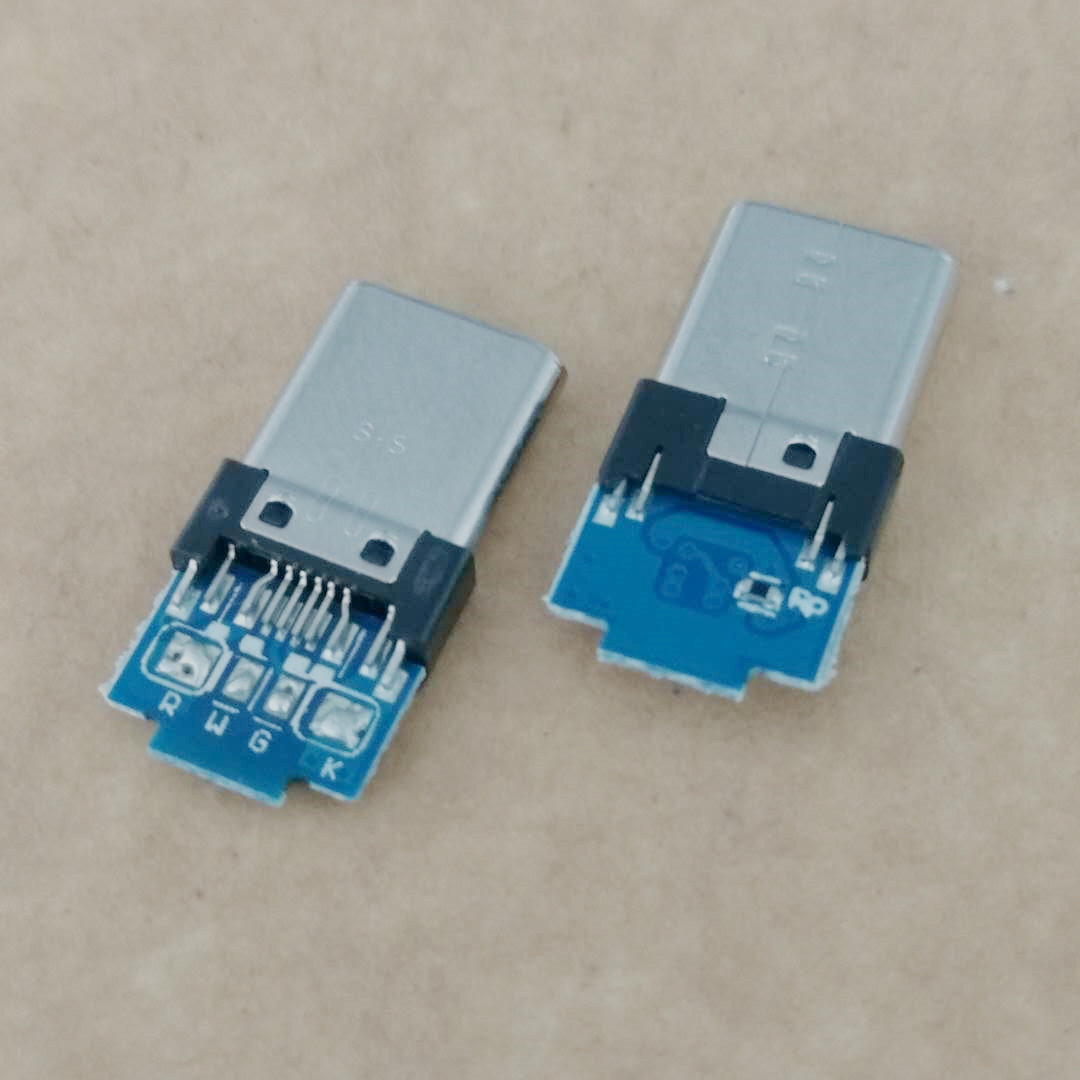 USB TYPE-C 三星公头 夹板0.6 带PCB板 D+  外露7.86 铆合款