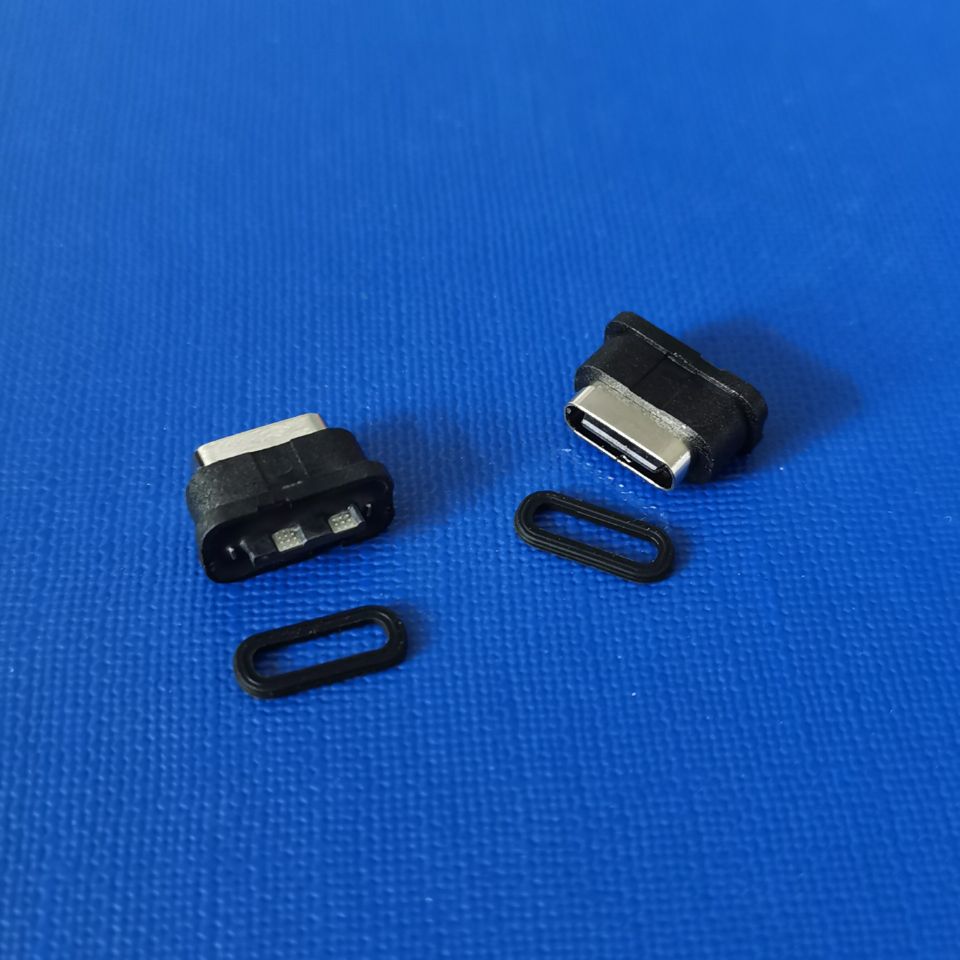 TYPE-C 2PIN 防水焊线式母座 USB3.1防水母座  带防水胶圈