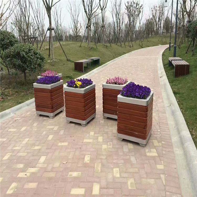 园林景观花箱、售楼中心木质花箱、户外道路隔离花箱  实木花箱  防腐木花箱  塑木花箱
