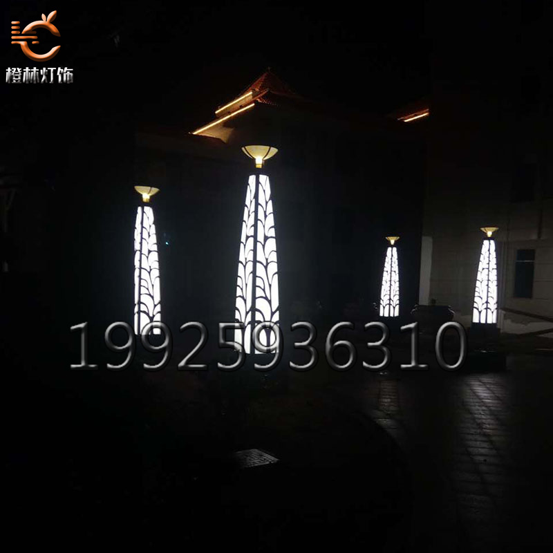 庭院灯户外防水高杆灯新中式花园别墅园林景观灯  仿铜拉丝景观灯  不锈钢景观灯  云石透光庭院灯