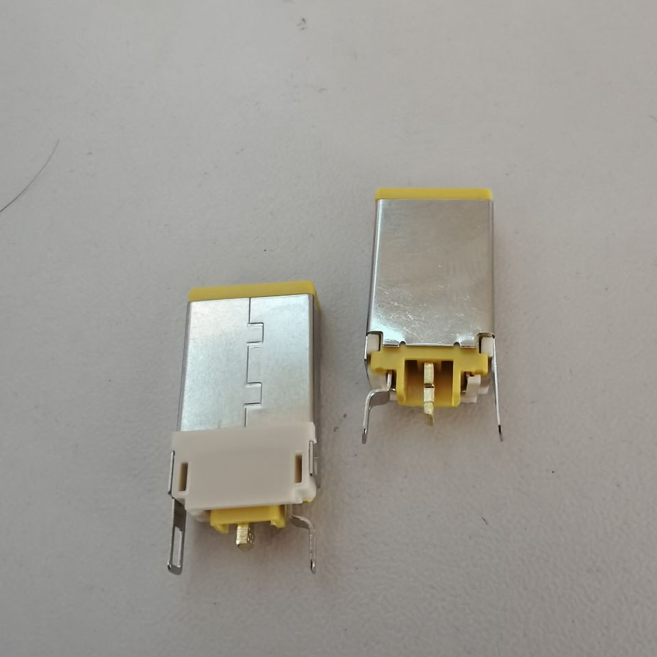 USB方口电脑插座  A公A母连接器 SMT全贴 三脚 黄色