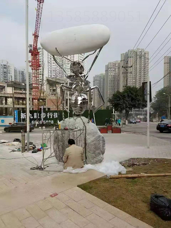 黄山城市环境艺术 不锈钢蚂蚁搬石头雕塑摆件&nbsp;&nbsp;不锈钢雕塑&nbsp;&nbsp;蚂蚁雕塑